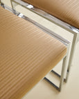 Set of x6 Willy Rizzo Chrome Dining Chairs With Prada Fabric