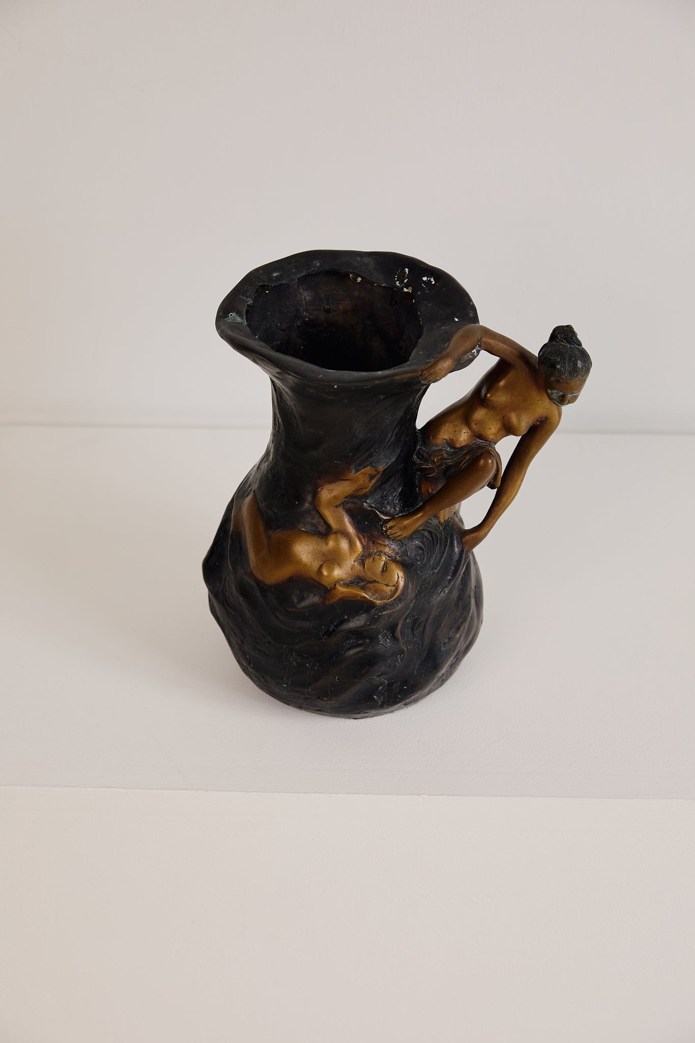 Art Nouveau Bronze Nude Vase. By Lucien Charles Edouard Alliot, 1924
