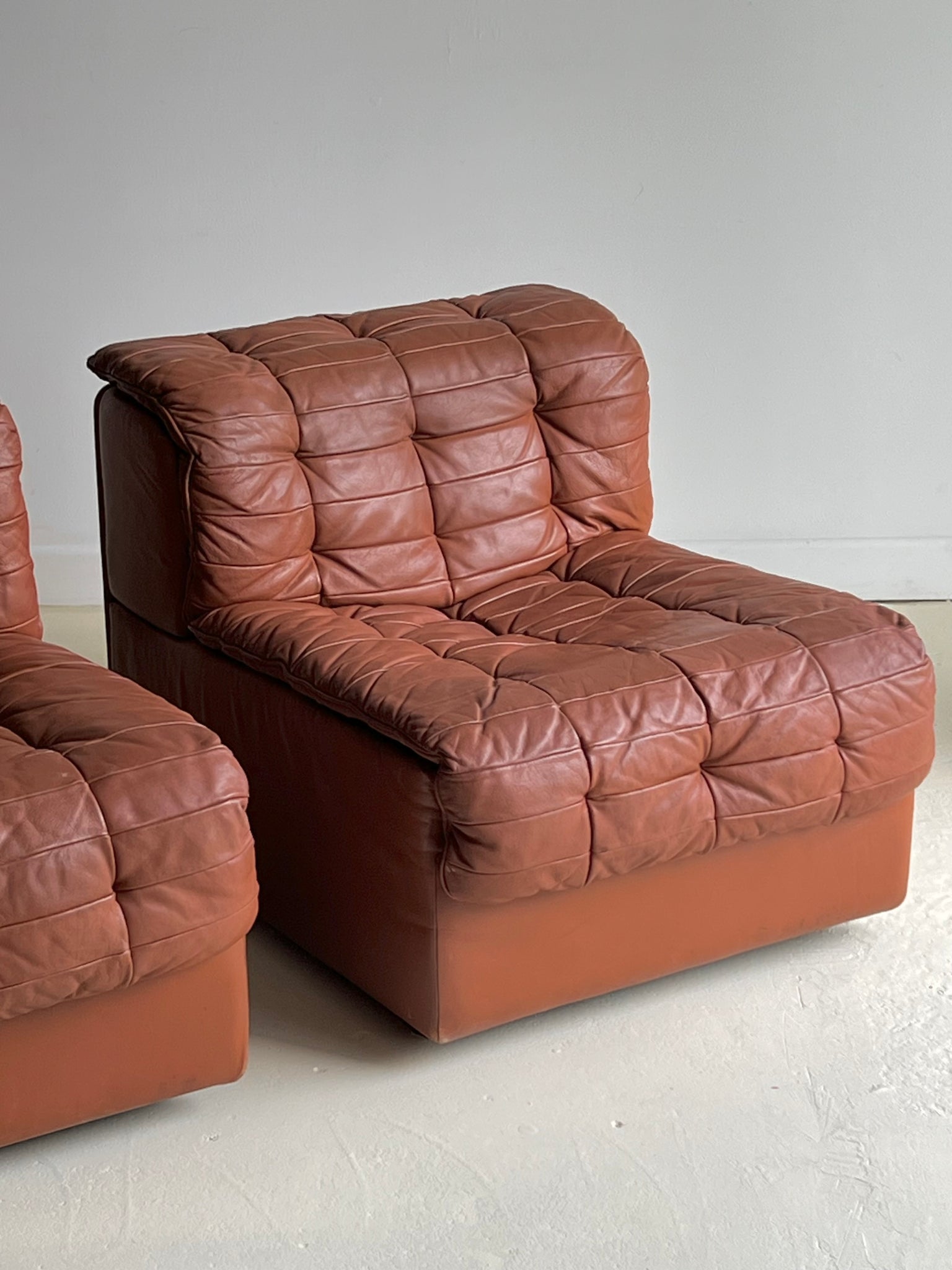 Pair of Patchwork Leather Lounge Chairs by DeSede 1970s