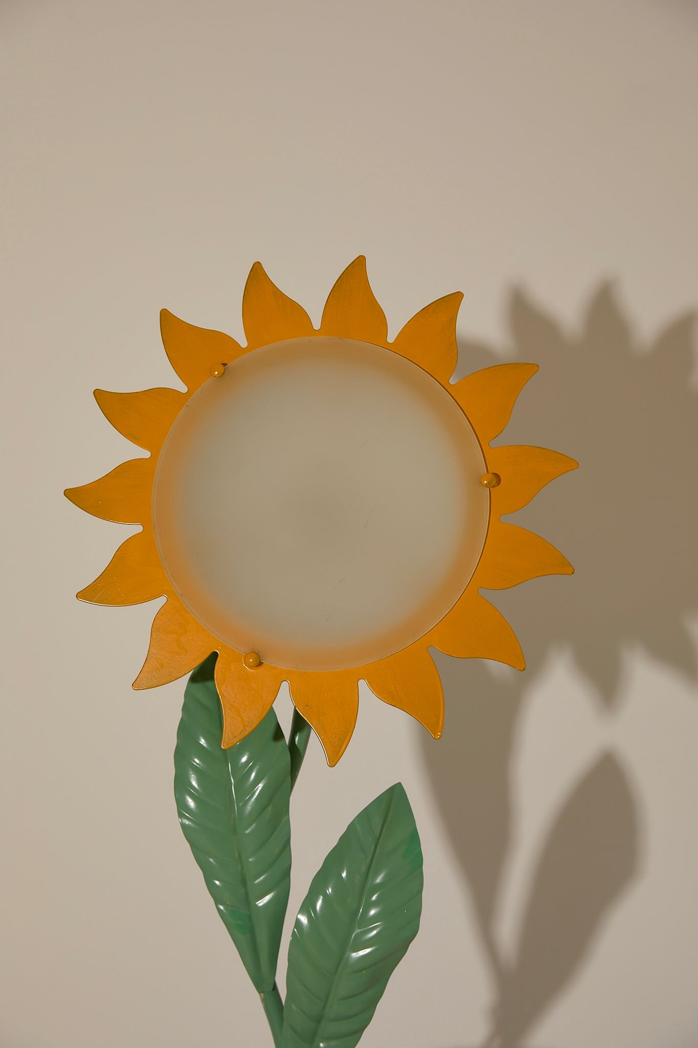 Vintage 1970s Italian Hand-Painted Metal Sunflower Table Lamp
