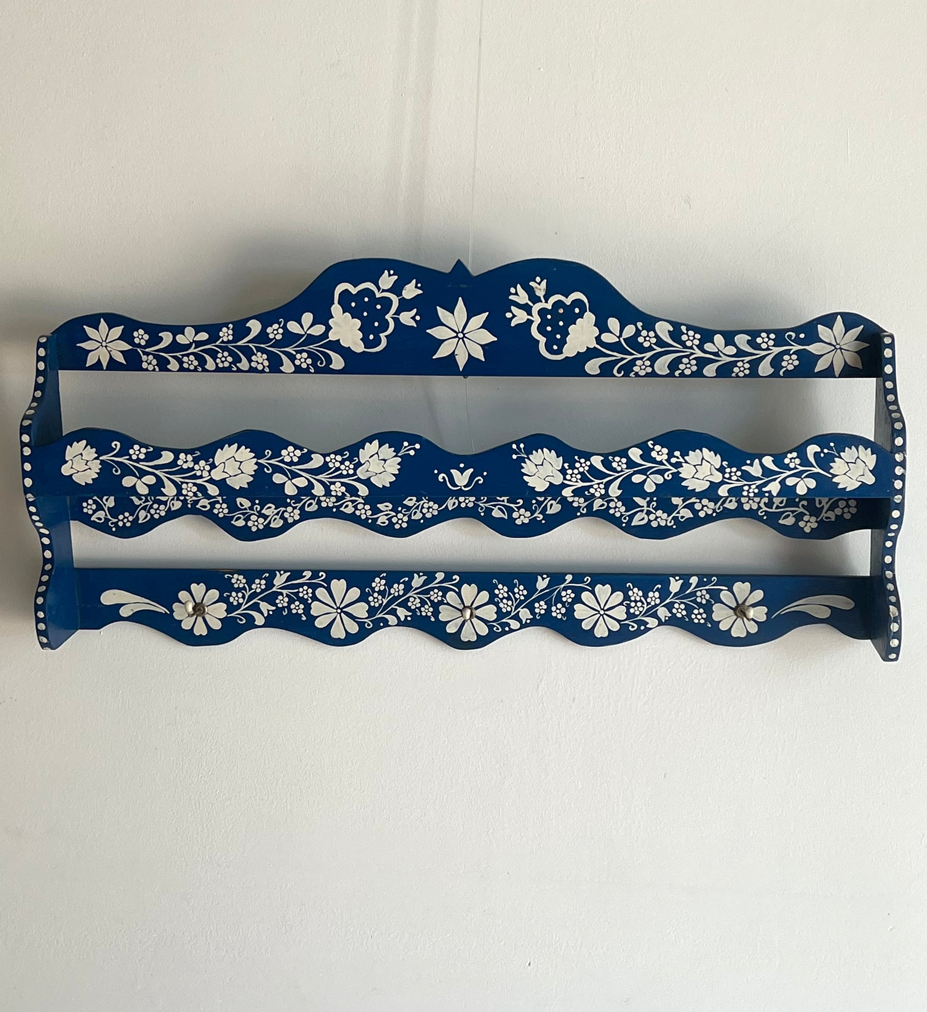 Blue Hungarian Hand Painted Kitchen Shelf