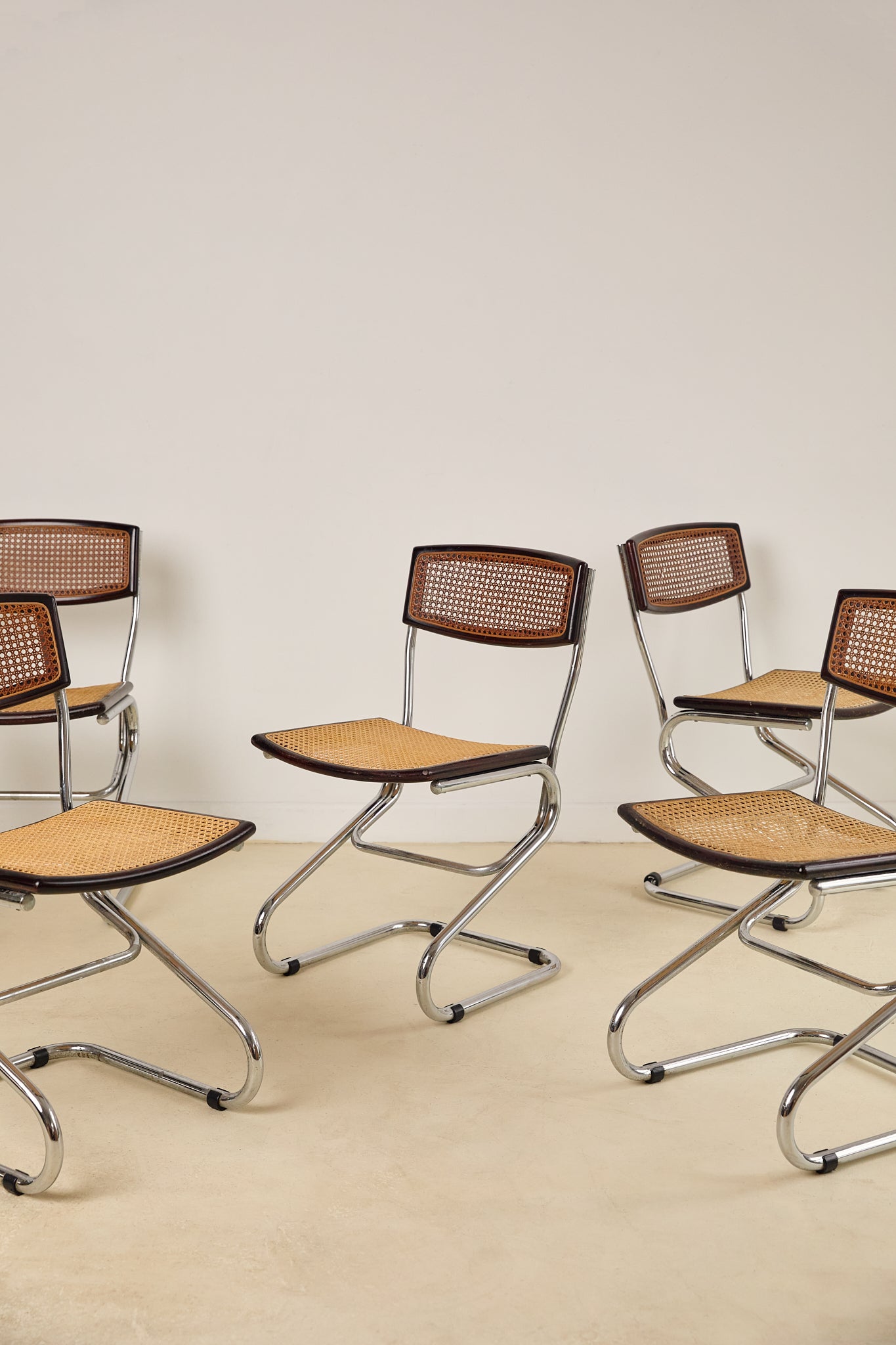 Chrome and Rattan Dining Chairs