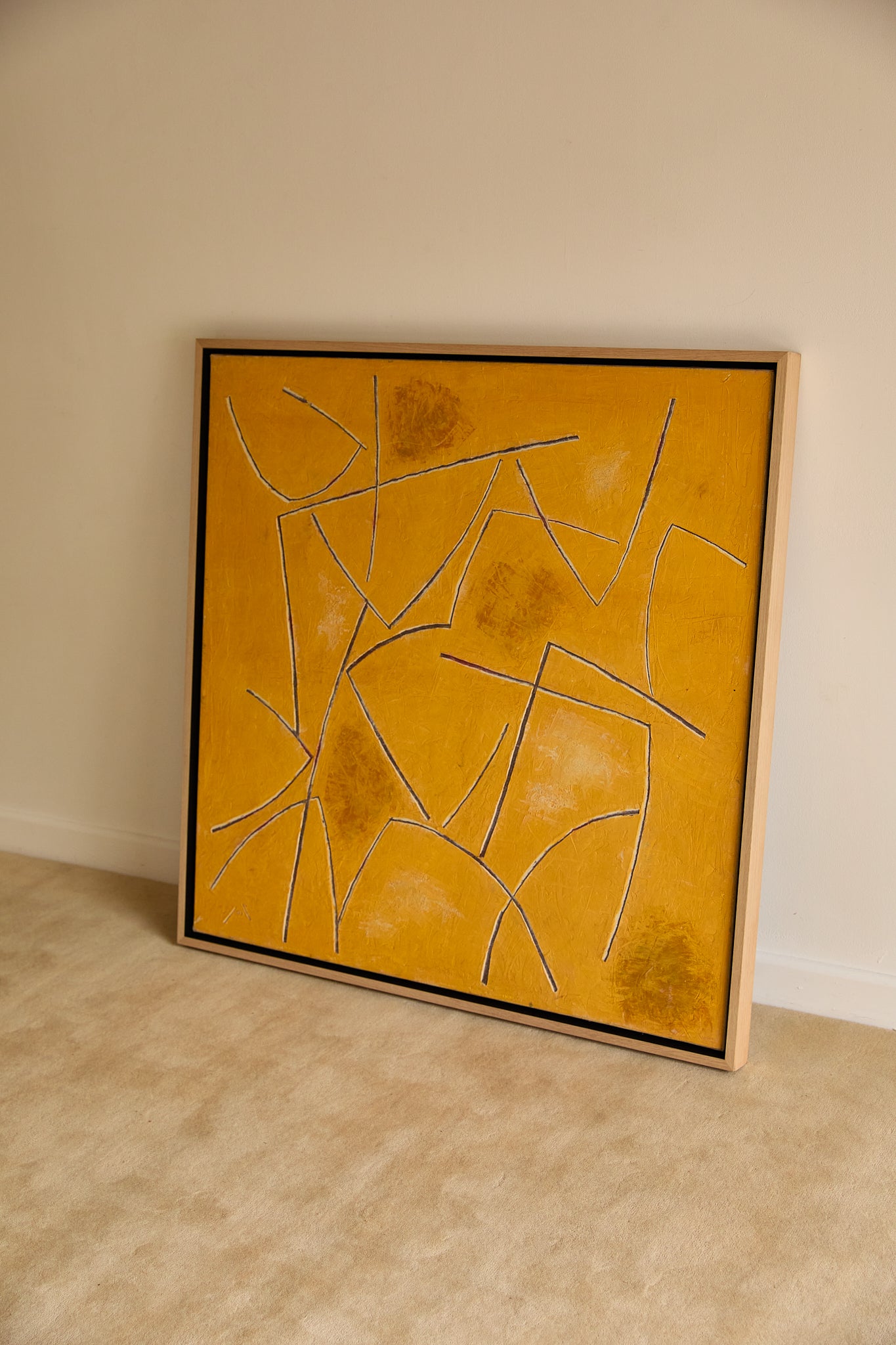 Georges Ferrato (b.1949) Large French Contemporary Abstract Painting Textured Ochre