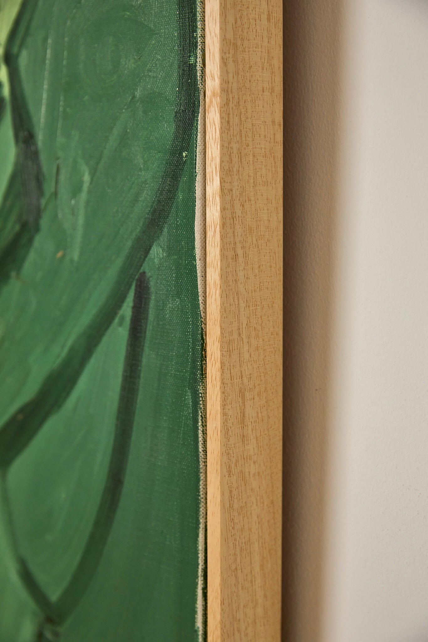 Green and Cream thick Oil on Canvas