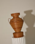 Vintage Mid-Century Woven Wicker Amphora Vase