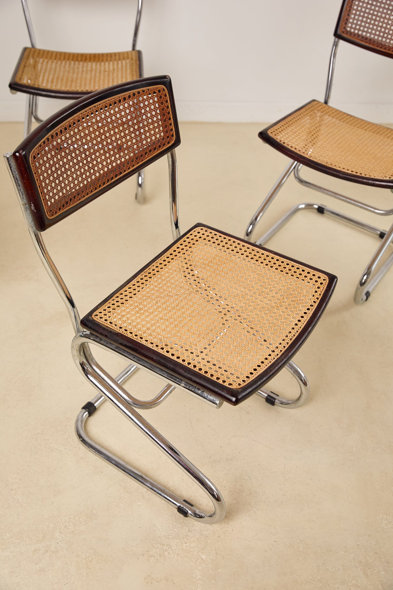 Chrome and Rattan Dining Chairs