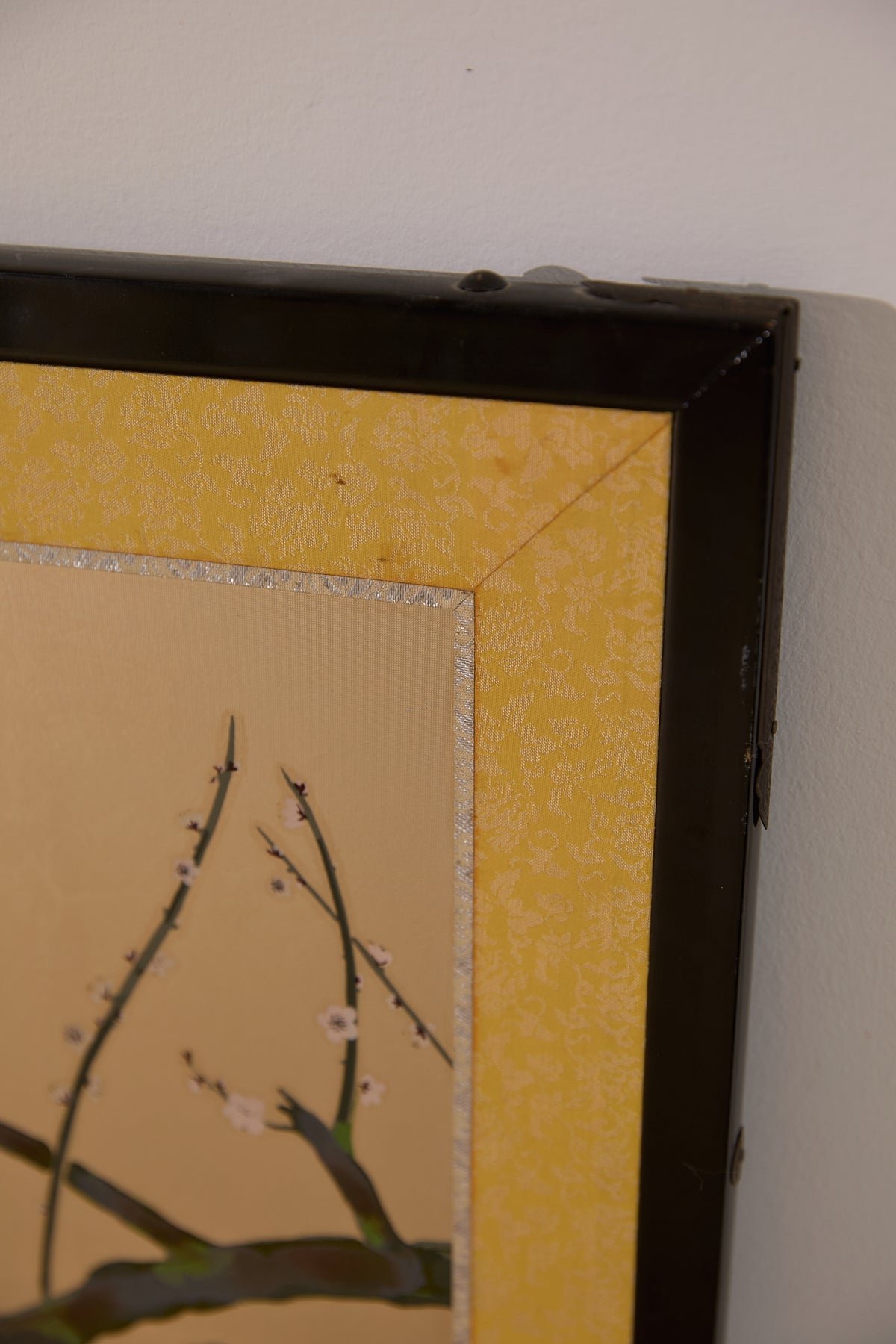 Vintage Japanese Folding Screen - Gold Leaf with Birds and Plum Blossoms