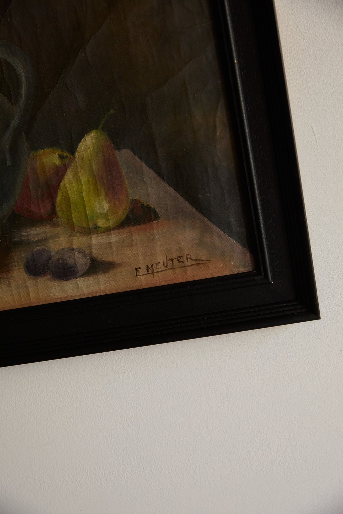 Vintage Framed Still Life Oil Painting – Fruit &amp; Pitcher
