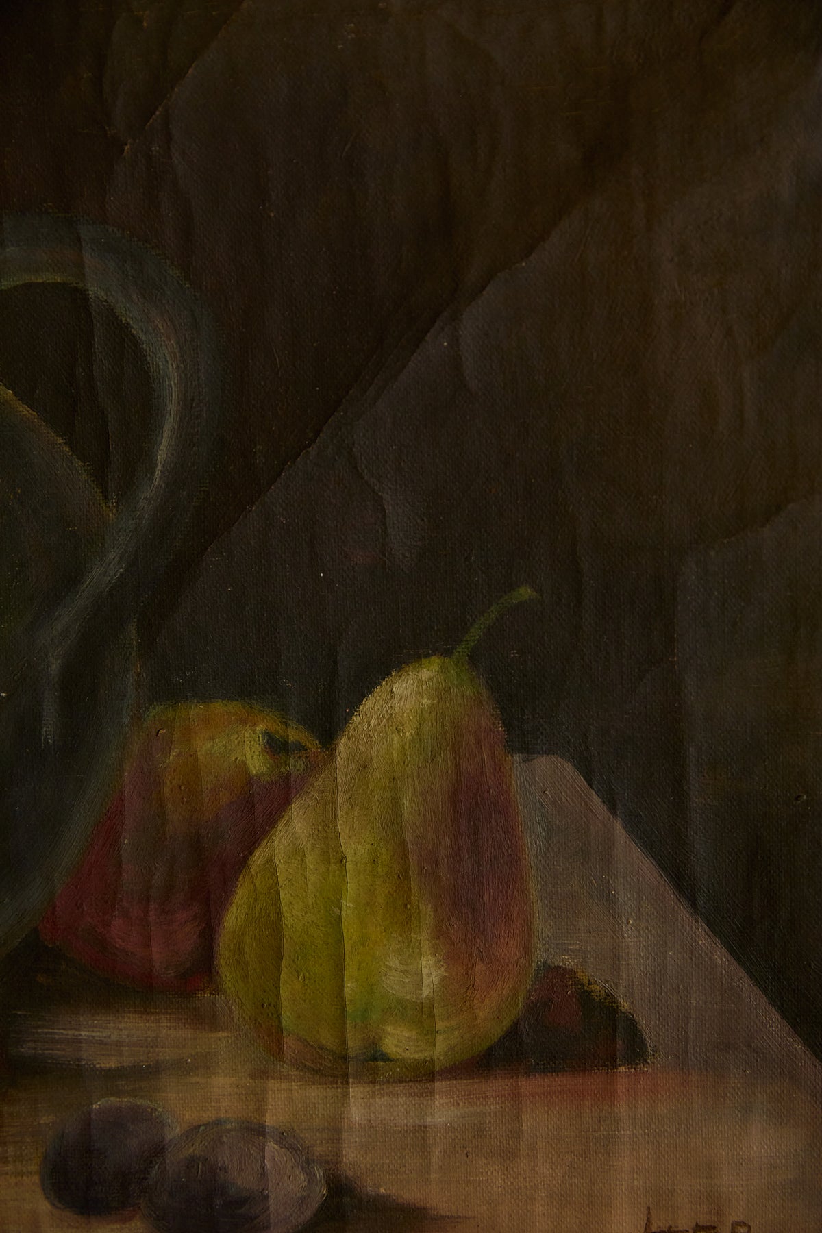Vintage Framed Still Life Oil Painting – Fruit &amp; Pitcher