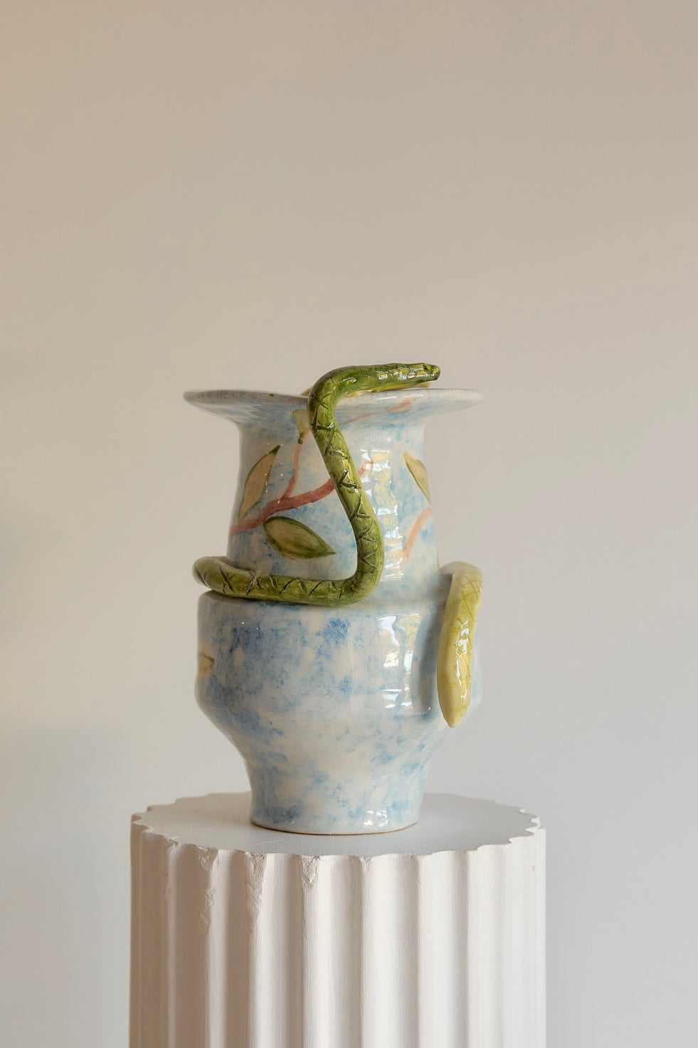 Handcrafted Ceramic Snake Amphora Vase