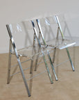 Pair of Lucite and Chrome Folding Chairs