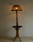 French Wicker Eiffel Tower Floor Lamp With Table