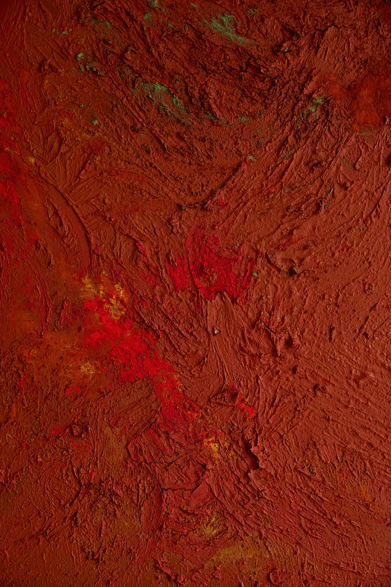 Vintage Mid-Century Abstract Expressionist Monochrome Red Canvas (c. 1960s–1970s)