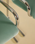 Chrome and Aqua Velvet Desk Chair (Sold Individually)