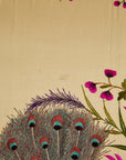 Vintage Large Framed Chinese Silk Embroidery Panel – Peacock & Peony Floral Border