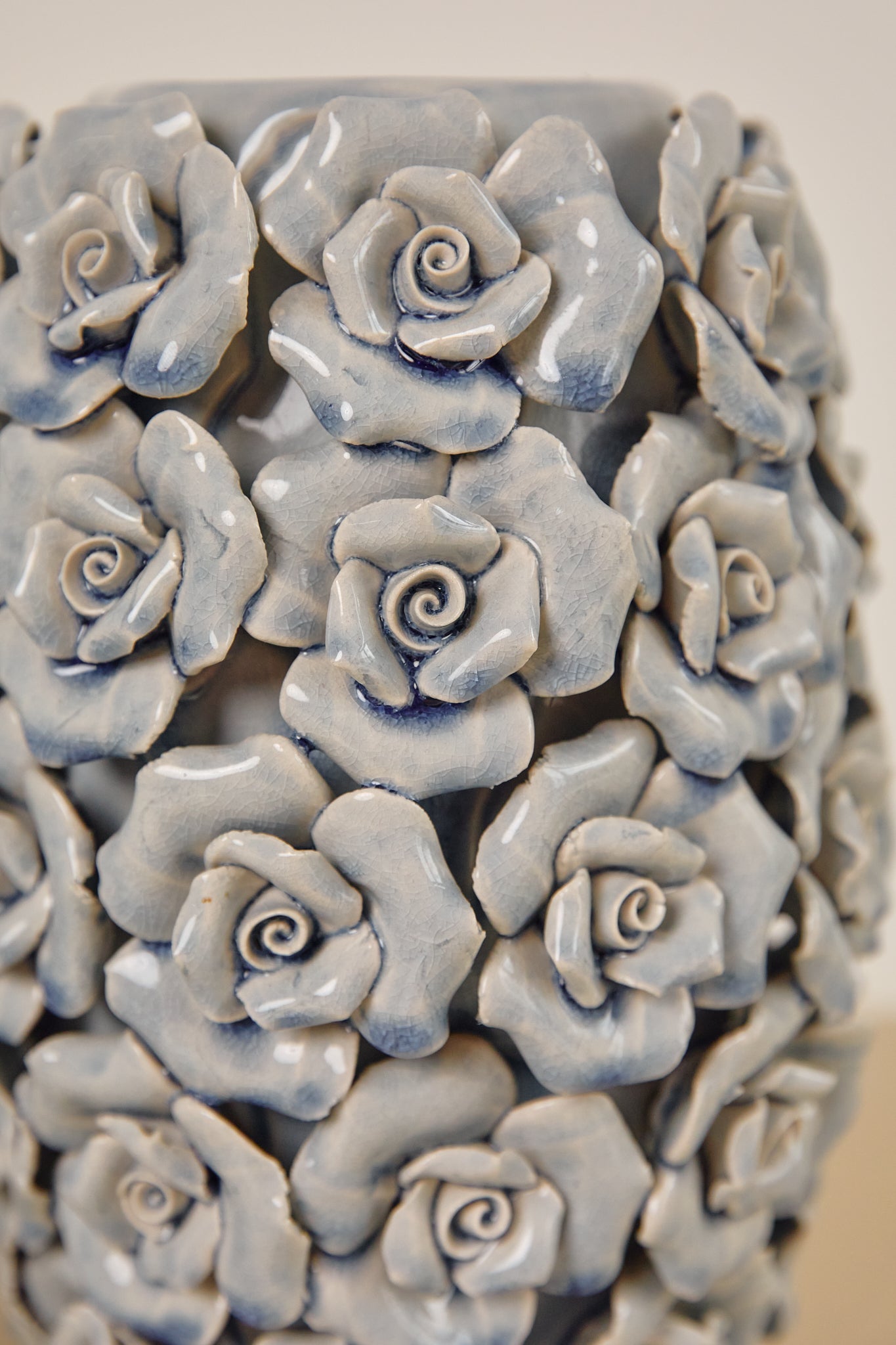 Blue Ceramic Rose Vase