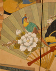 Japanese Four Panel Screen Panting With Fans