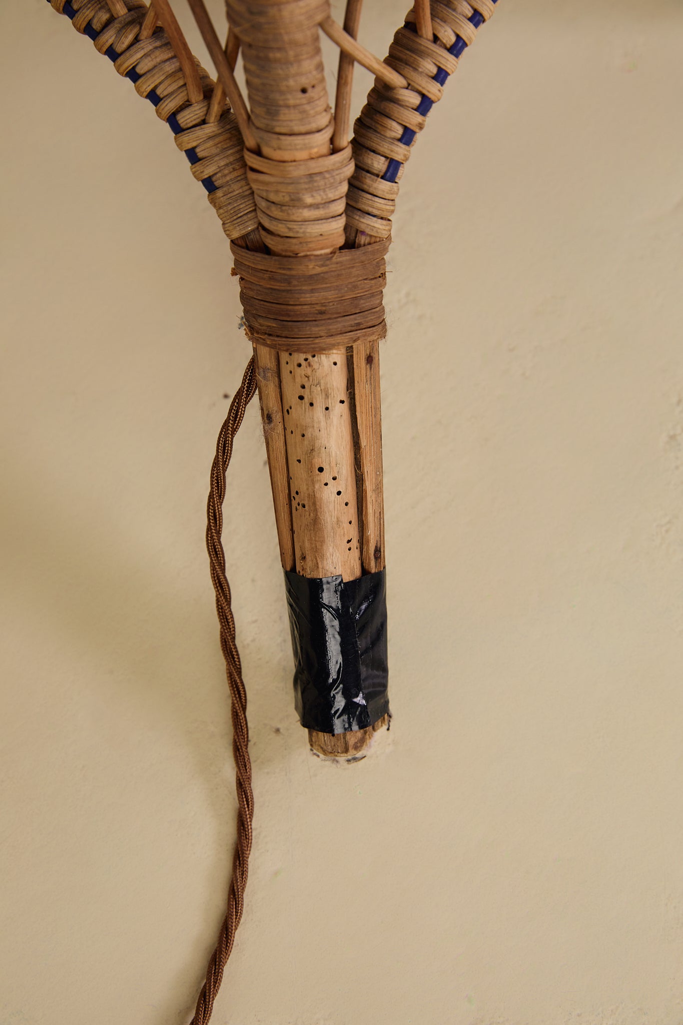 French Wicker Eiffel Tower Floor Lamp With Table