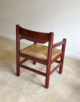 Mid-Century Modern Dining Set – Rectangular Wood Table with 6 Rush-Seat Chairs