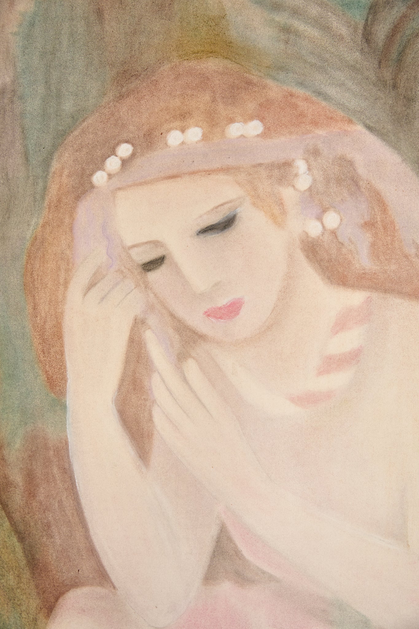 Girl Thinking Watercolour & Pastel