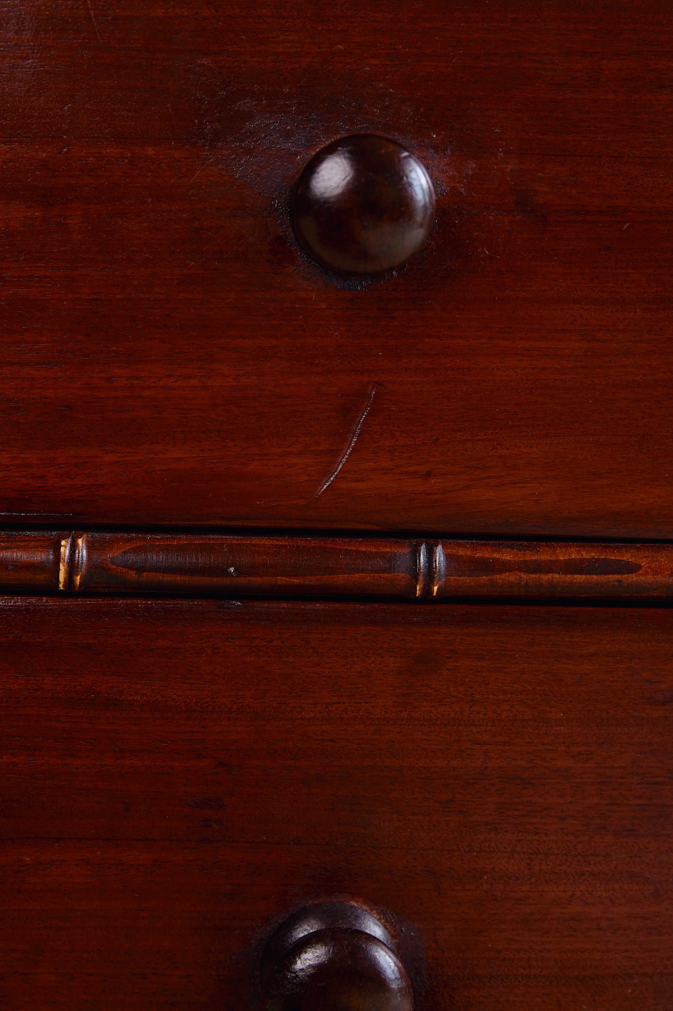 English 19th Century Chest Mahogany Chest With Faux Bamboo Trim