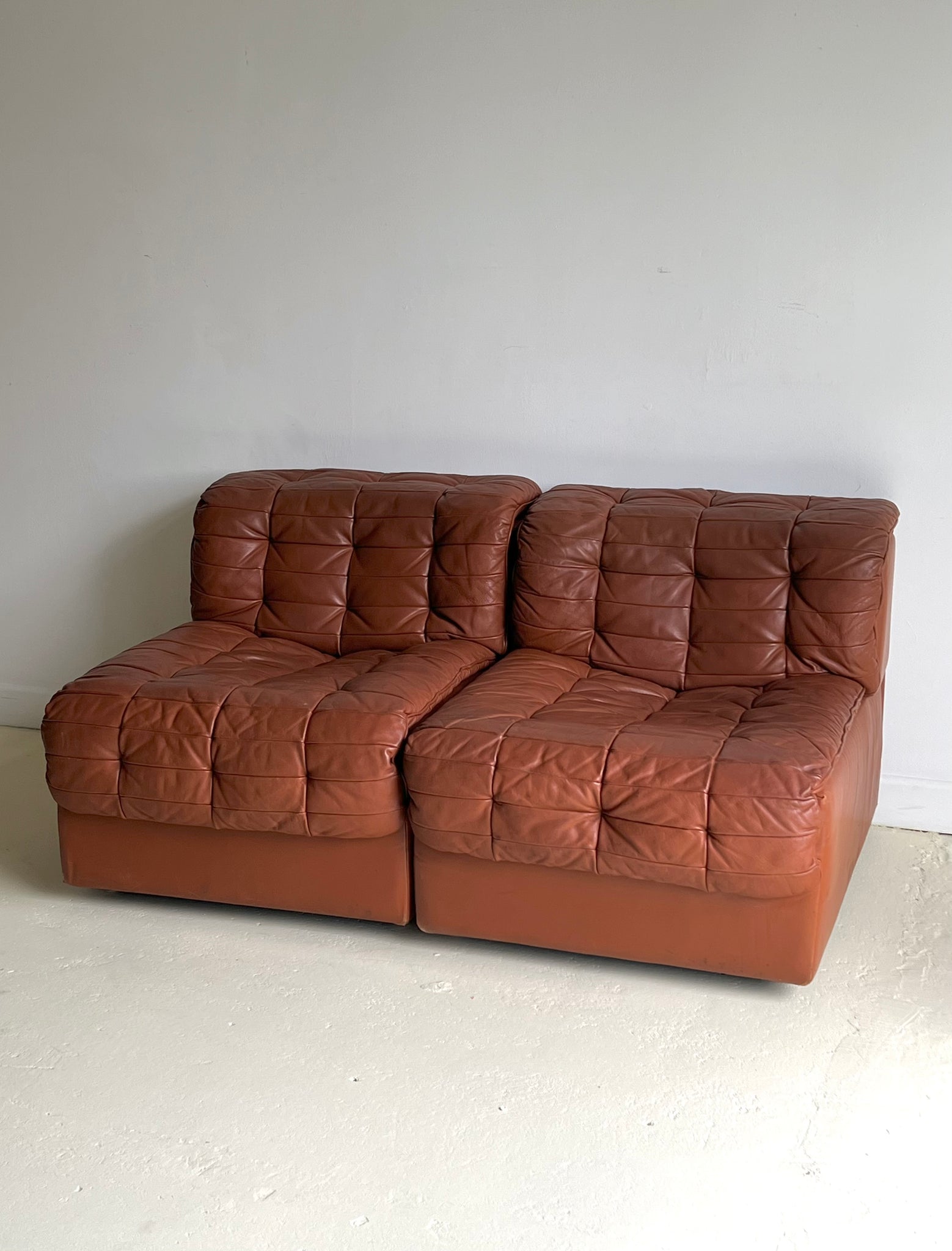 Pair of Patchwork Leather Lounge Chairs by DeSede 1970s