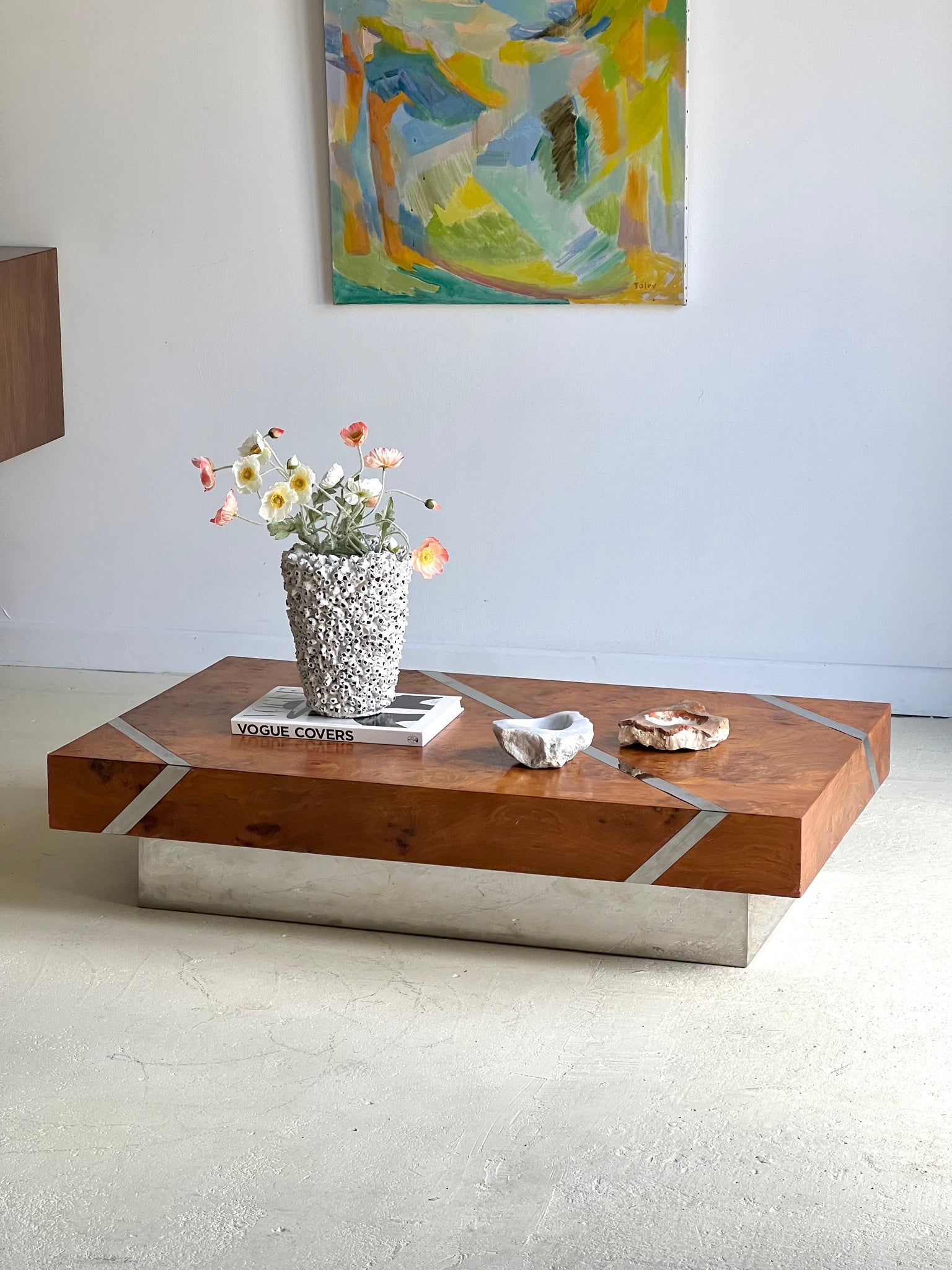 Walnut and Chrome Floating Coffee Table