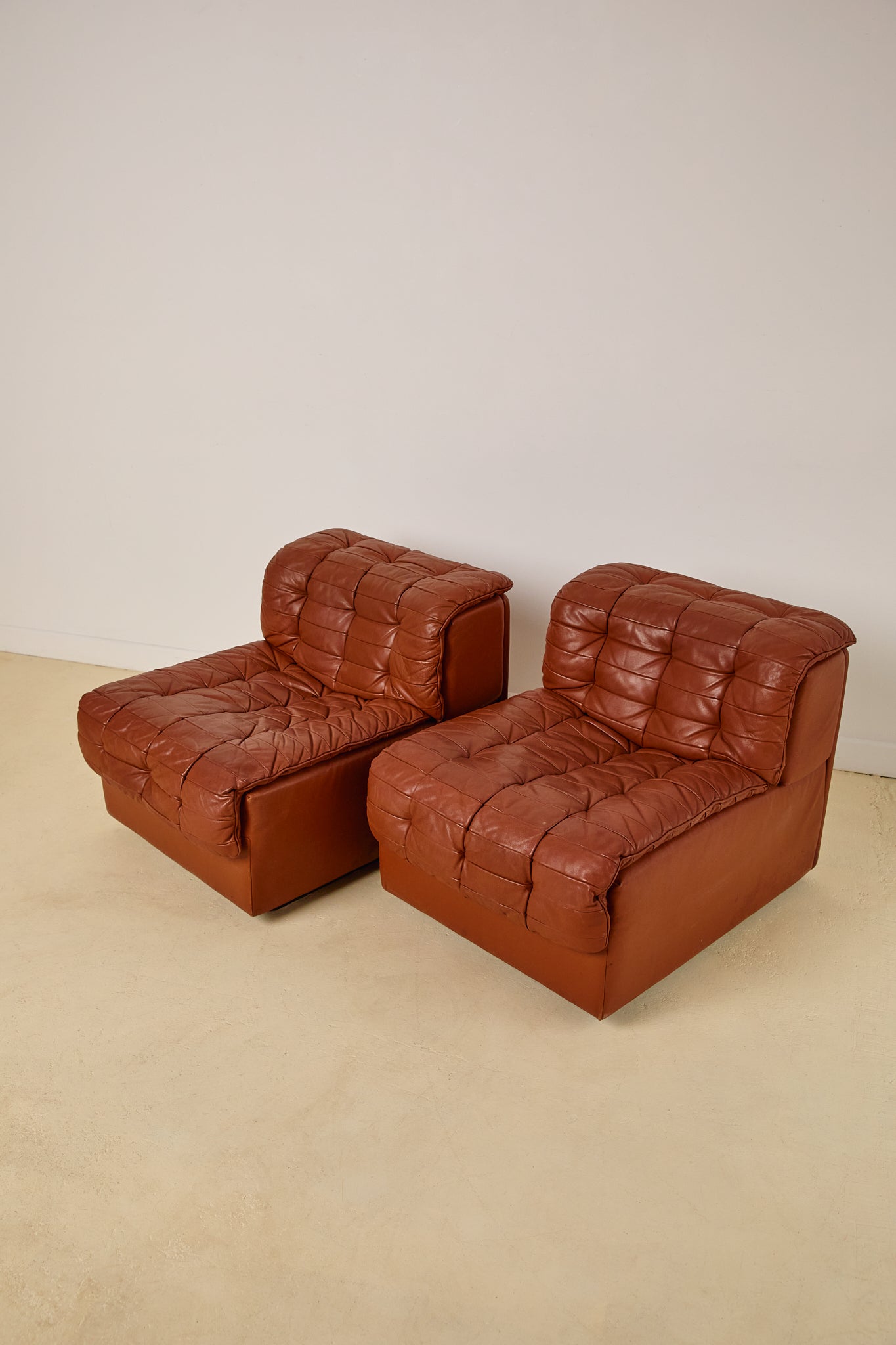 Patchwork Leather Lounge Chairs by DeSede 1970s