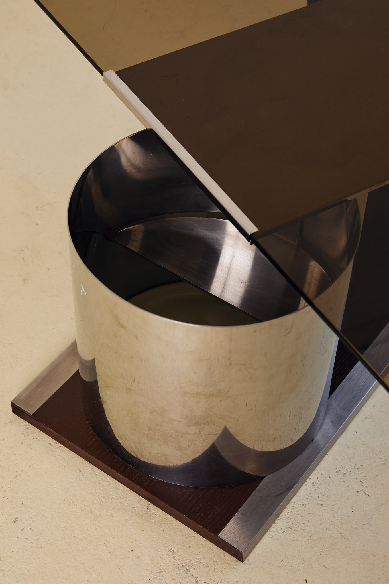 Chrome and Glass Coffee Table Forming Bar by Lodovico Acerbis