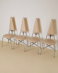 White Leather Geometric Dining Chairs By Rach Finazzi Set of x4