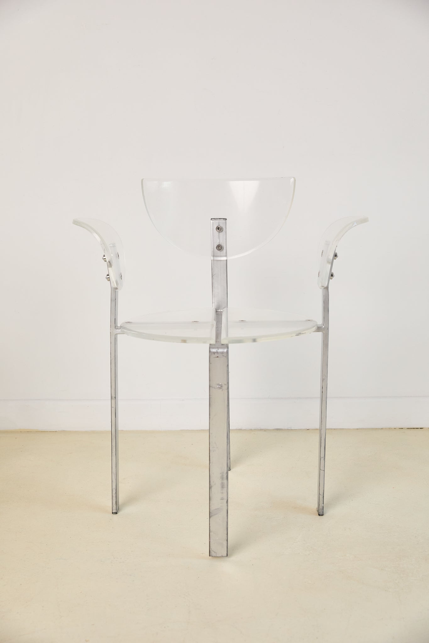 Set of x4 Lucite and Chrome 1980s Postmodern Dining Chairs