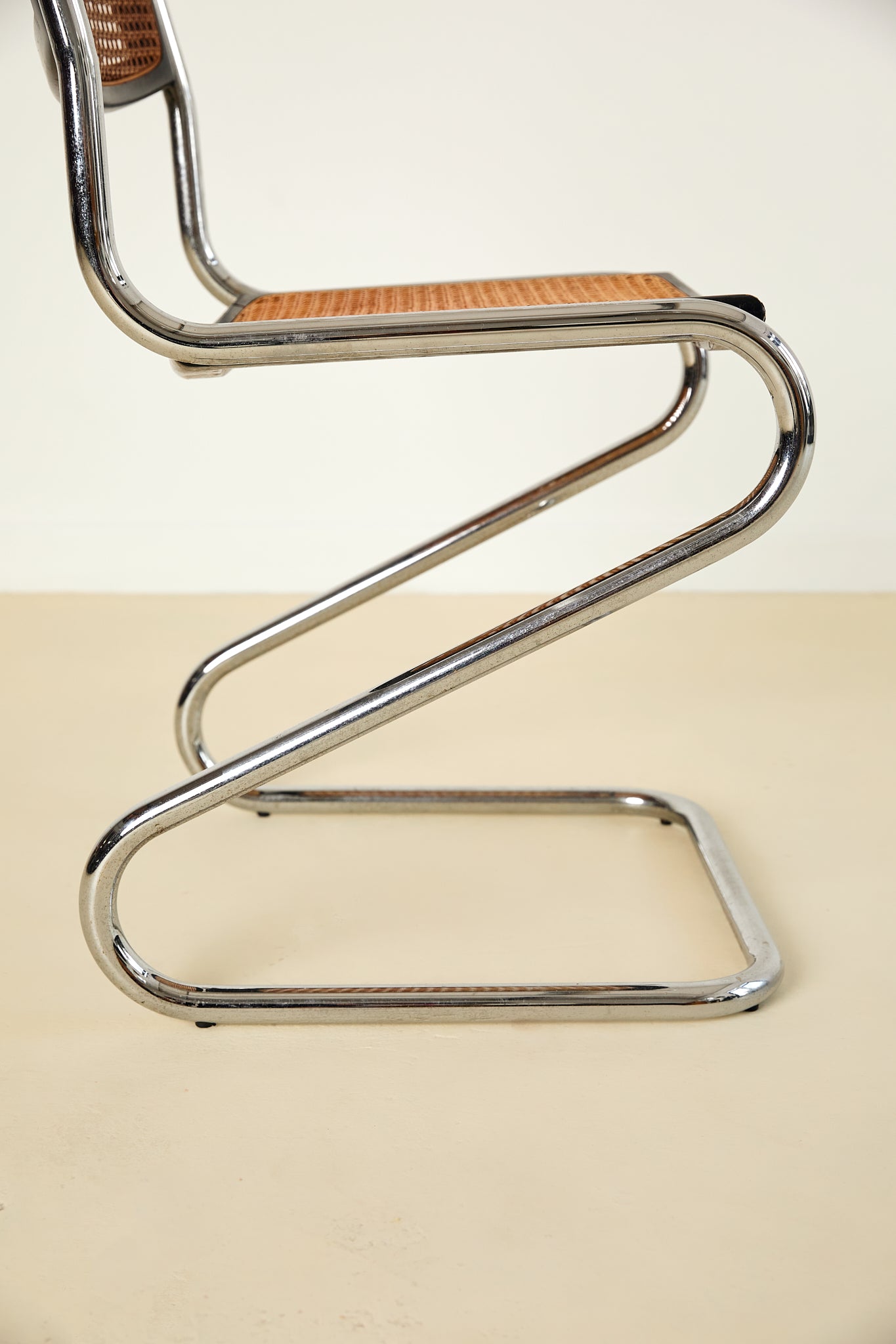 Mid Century Italian Chrome and Rattan Dining Chairs Set of X6