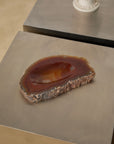 Vintage Carnelian Agate Soap Dish – Polished Amber Sardonyx Catchall Bowl
