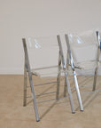 Pair of Lucite and Chrome Folding Chairs
