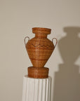 Vintage Mid-Century Woven Wicker Amphora Vase