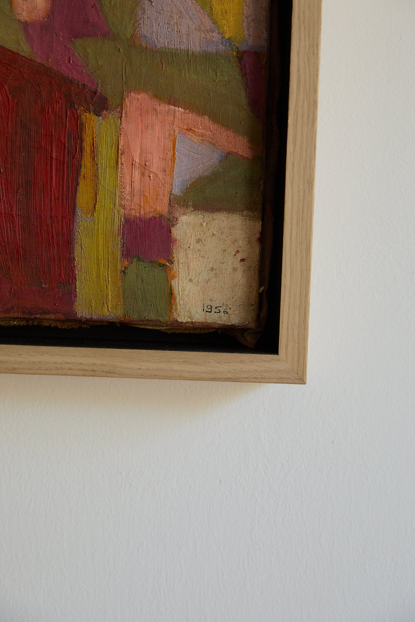 Mid-Century Abstract Expressionist Oil Painting – École de Paris, 1956