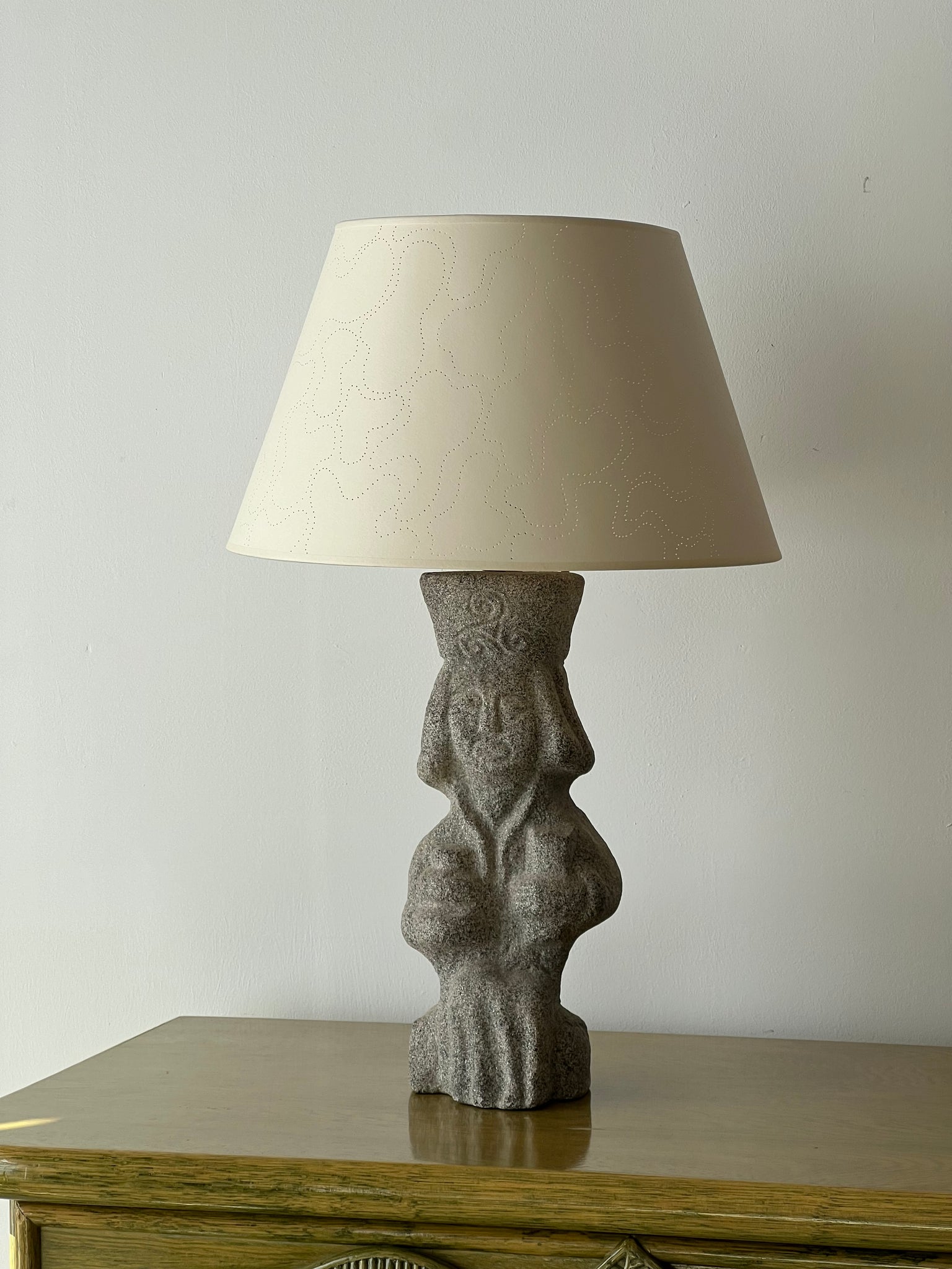 Stone Aztec Base With Hum London Atlas Lampshade