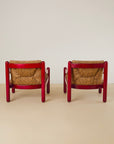 Cassina Carimate Armchair Pair Stained Red