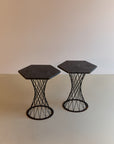 Pair of Granite and Metal Side Tables