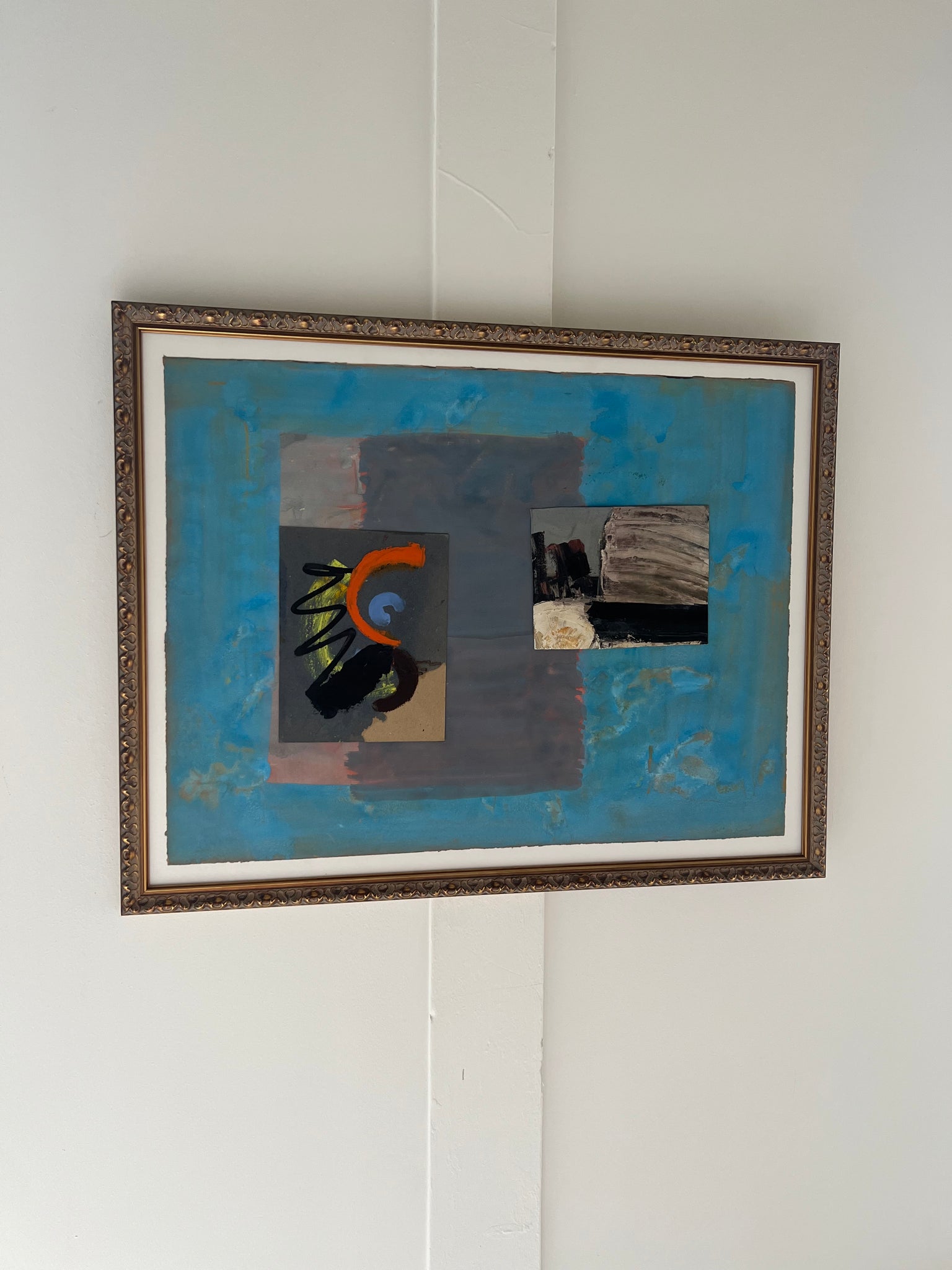 “Blue Collage” painting by A. Grant