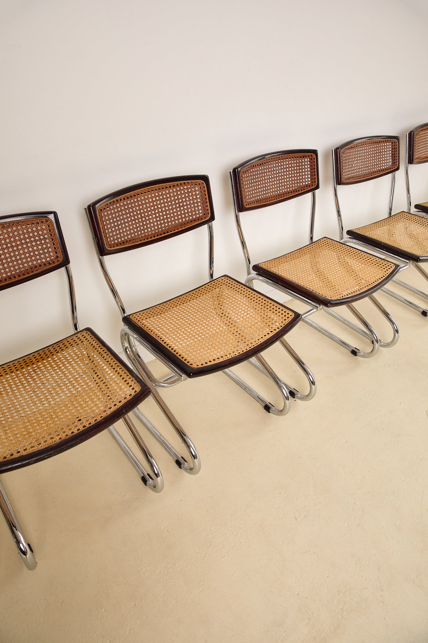 Chrome and Rattan Dining Chairs