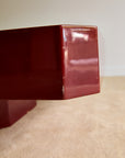 Vintage French Red Lacquered Floating Coffee Table with Canted Corners (c. 1970s)