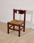 Mid-Century Modern Dining Set – Rectangular Wood Table with 6 Rush-Seat Chairs