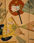 Japanese Four Panel Screen Panting With Fans