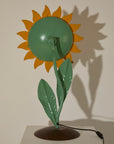 Vintage 1970s Italian Hand-Painted Metal Sunflower Table Lamp