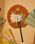 Japanese Four Panel Screen Panting With Fans