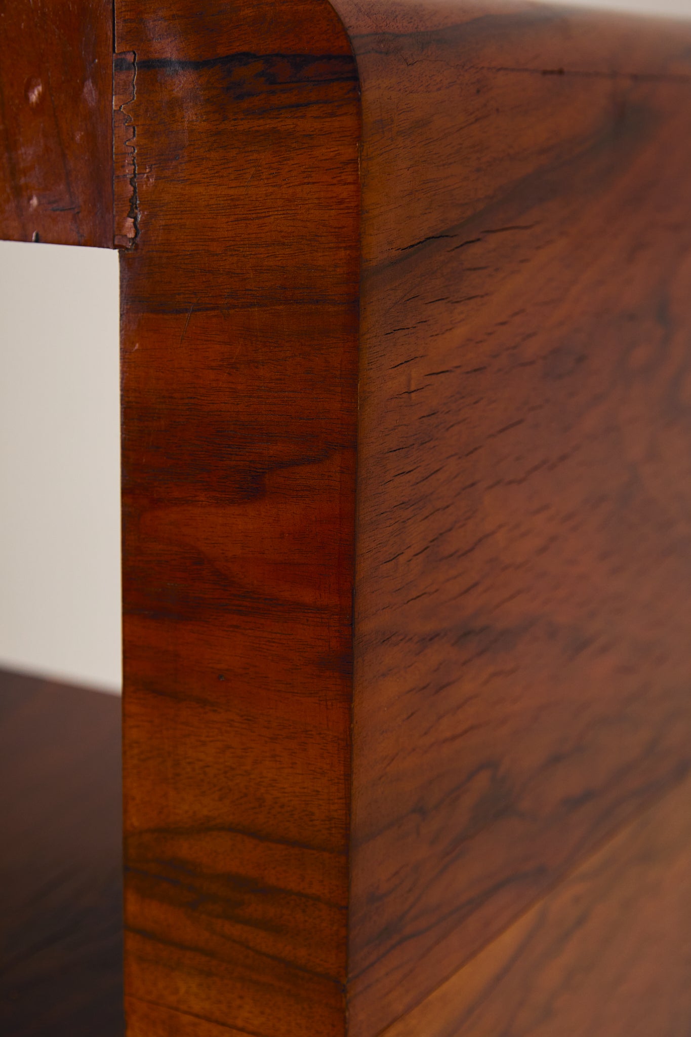 Italian Burl Wood Bookcase With Chrome Feet