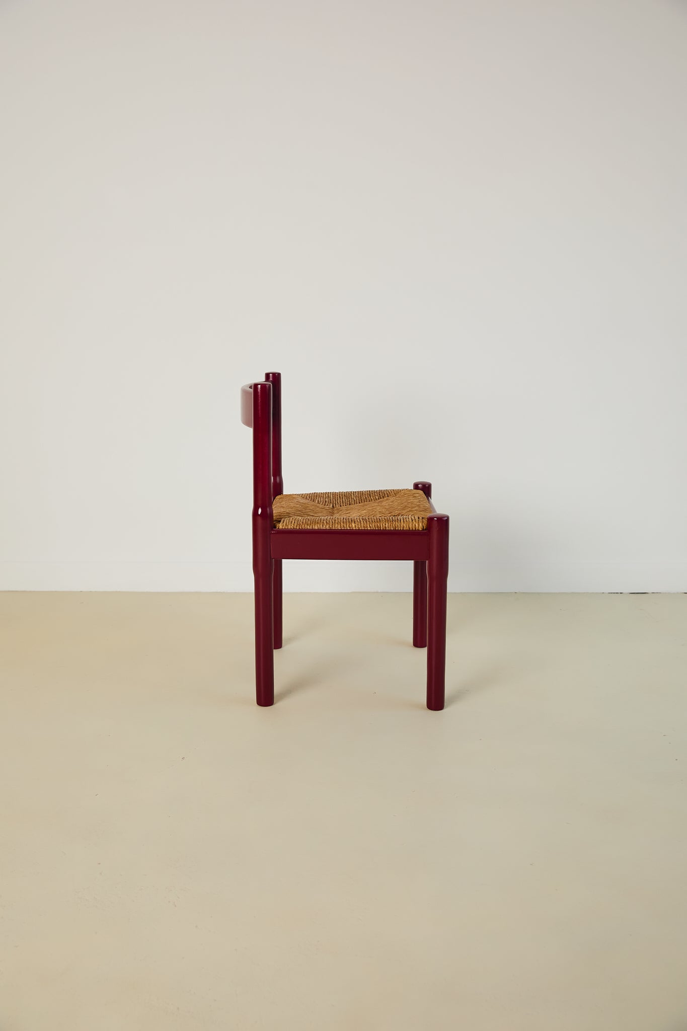 Set of x8 Burgundy Carimate Chairs by Vico Magistretti