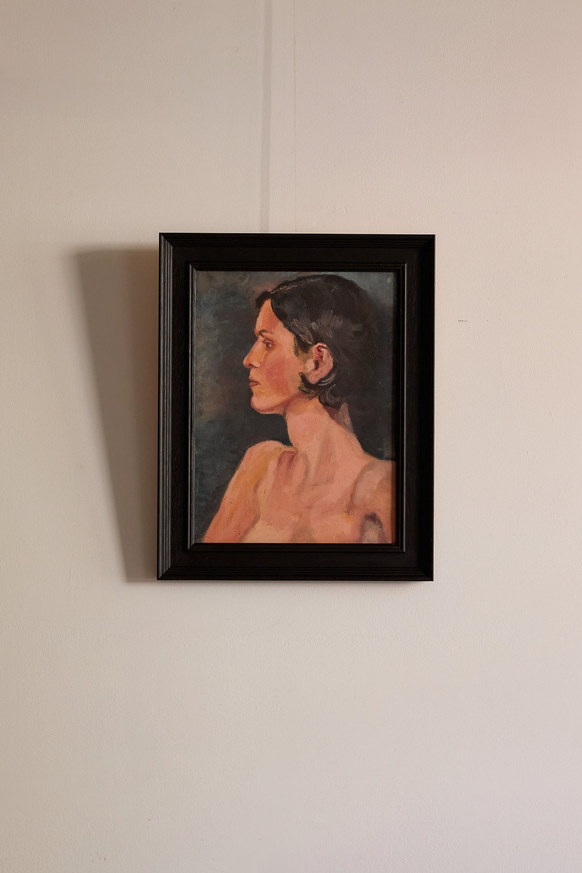 Intimate Vintage Oil Painting Of a Woman in Profile