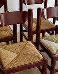 Mid-Century Modern Dining Set – Rectangular Wood Table with 6 Rush-Seat Chairs